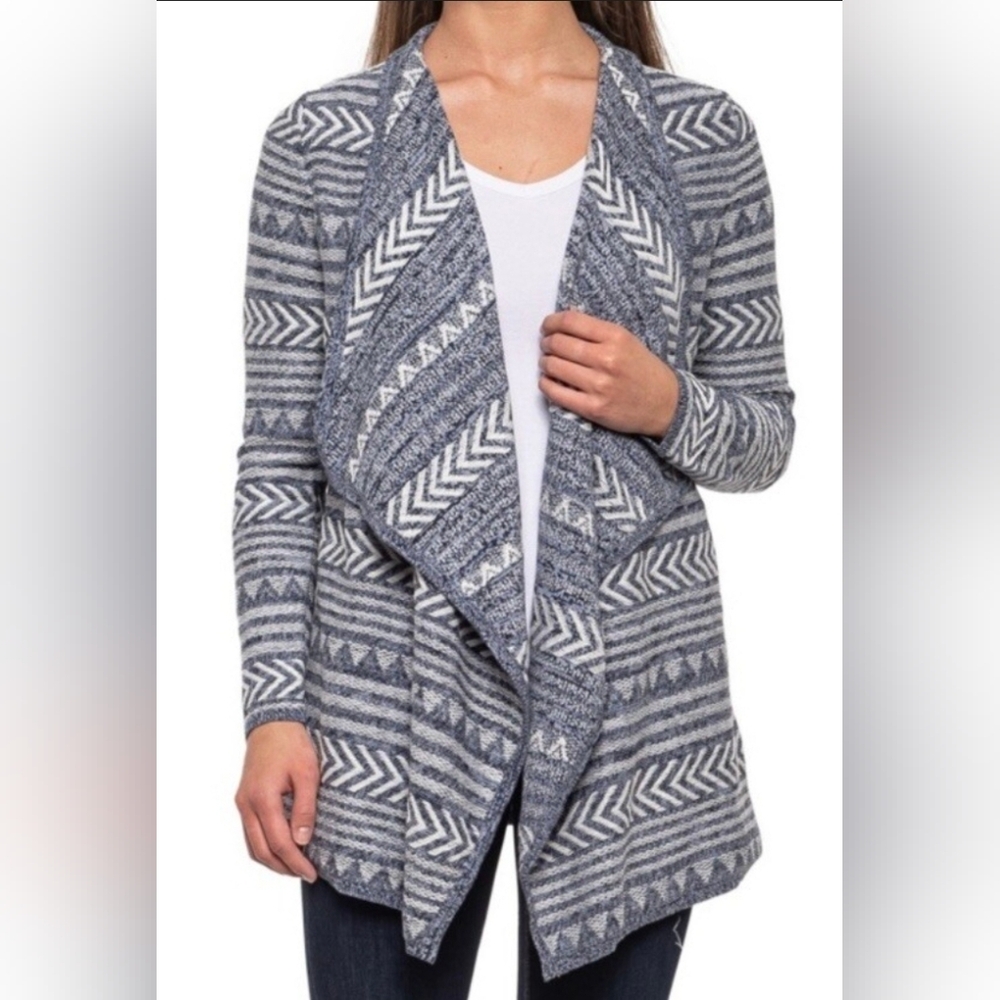 Lucky Brand Blue and White Chevron Cardigan